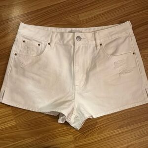 PacSun White Jean Shorts Ripped High Waisted Denim Festival Shorts